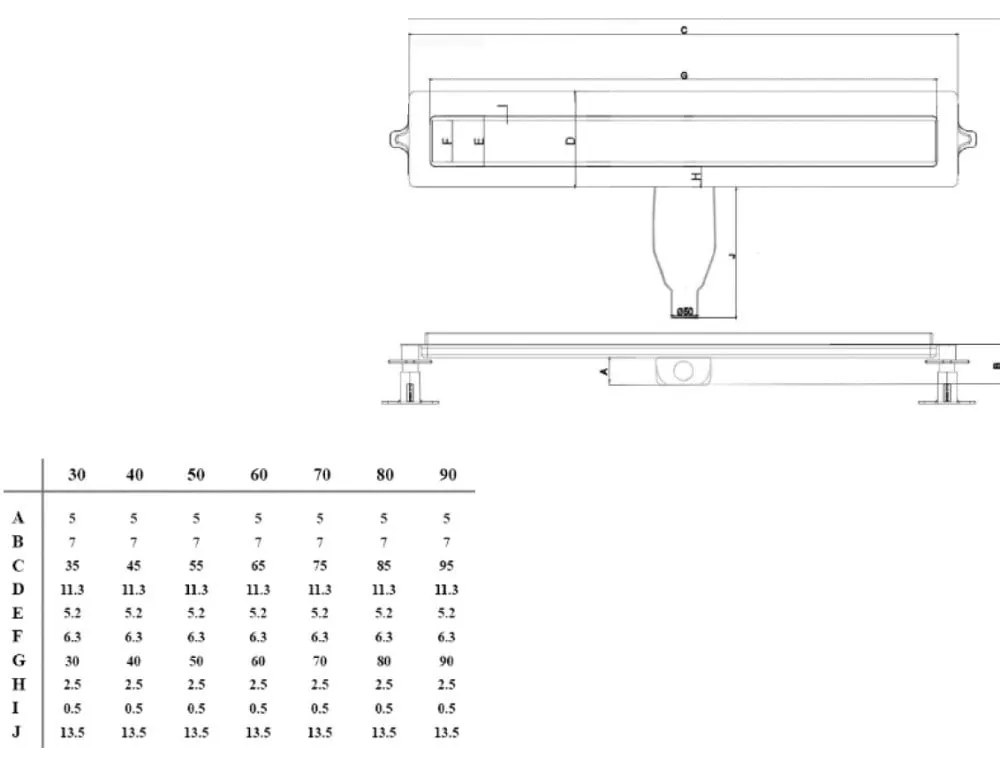 Rigola dus Wirquin Flat Linear, nefaiantabila din inox, culoare crom, lungime 40 cm - 30950218