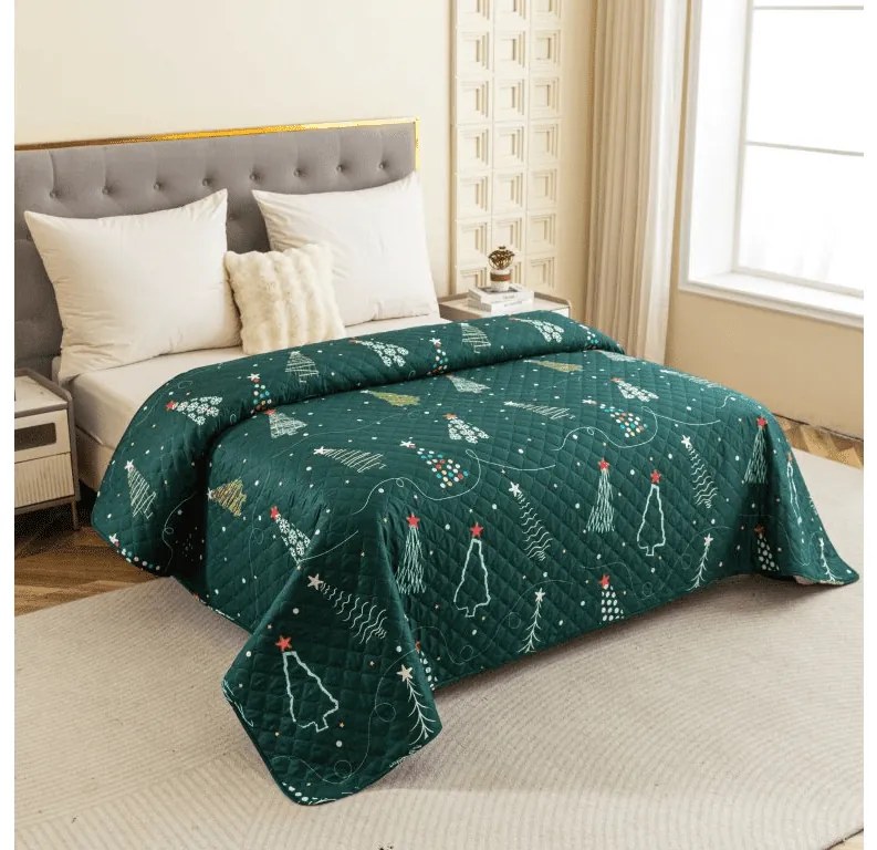 Cuvertura de pat cu model CHRISTMAS DRIFT, verde Dimensiune: 170 x 210 cm