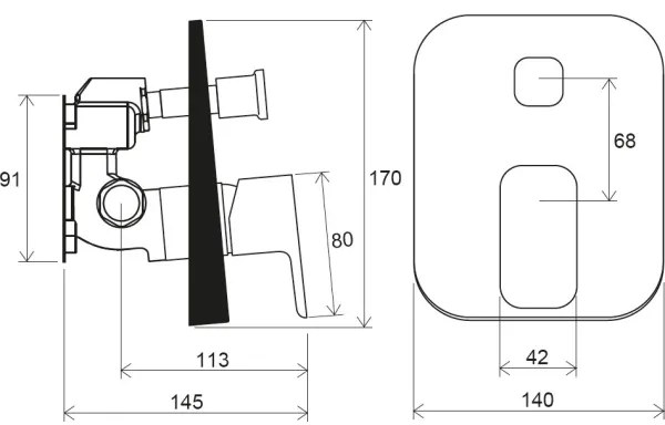 Ravak X070136 - Baterie de duș FREE pentru montaj încastrat, crom lucios