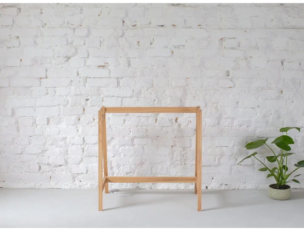 Birou cu bază din lemn de frasin Ragaba Luka, lungime 85 cm, alb