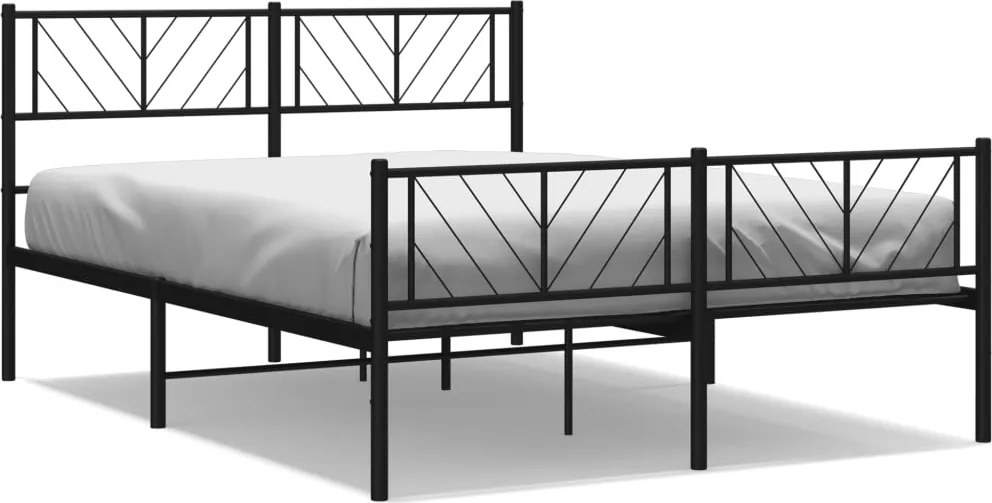 vidaXL Cadru pat metalic cu tăblie de cap/picioare, negru, 120x200 cm