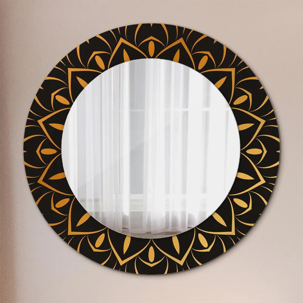 Oglinda rotunda rama cu imprimeu Mandala de aur