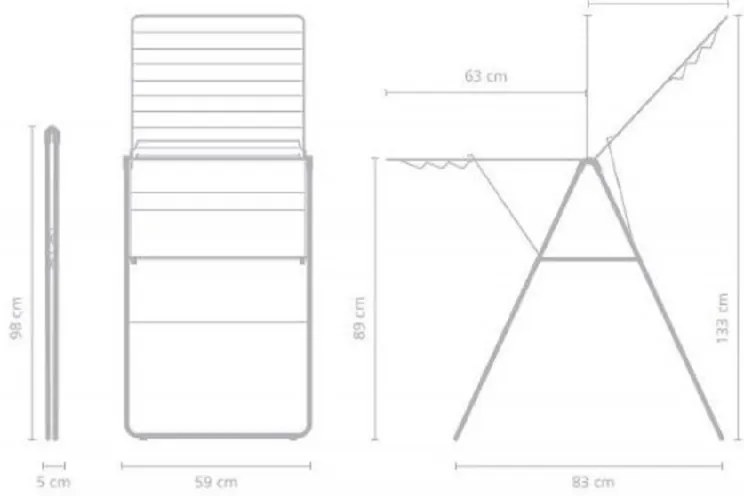Brabantia Hangon Uscător de rufe 1004165, 20 m, 6 umerașe, Reglabil, Încuietoare pentru copii, Negru/mat