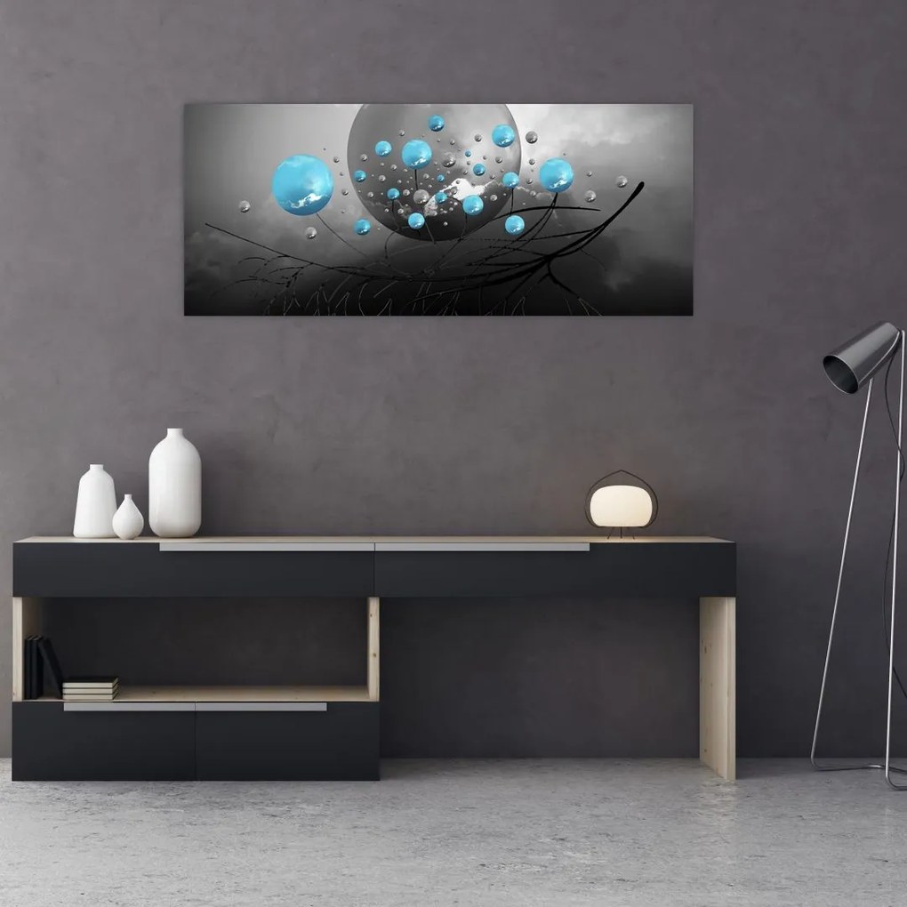 Tabloul - bile abstracte albastru deschis (120x50 cm)