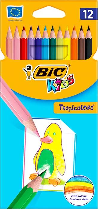 Creioane colorate 12 culori Bic Tropicolors