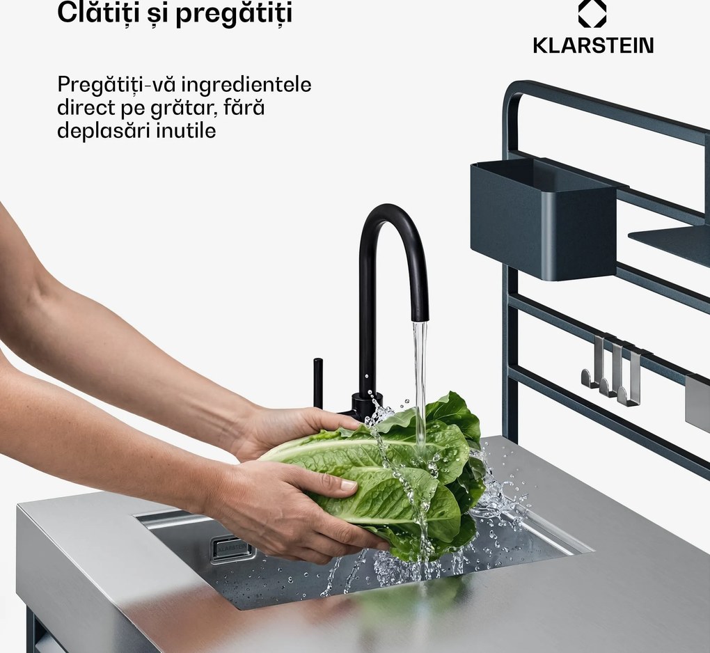 Klarstein Dulap pentru chiuvetă WaldChef | Chiuvetă din oțel inoxidabil | Rezistent la intemperii | 90 x 135 cm
