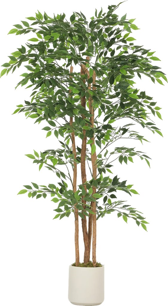 HOMCOM Plantă artificială Ficus Banyan din PEVA și lemn, cu ramuri flexibile și ghiveci din PP și ciment | Aosom Romania