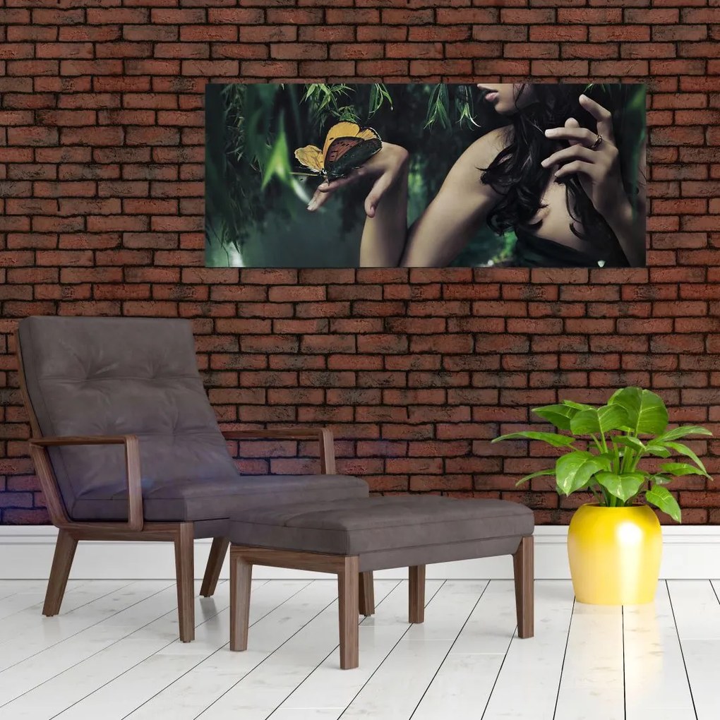 Tablou - Femeia grațioasă cu fluture (120x50 cm)