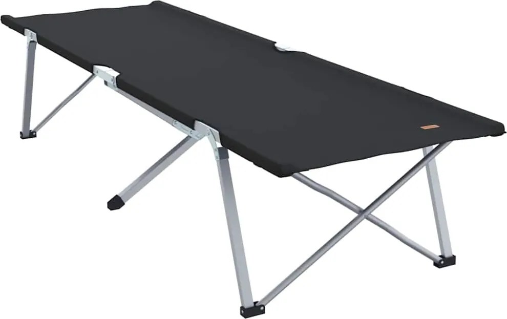 vidaXL Pat pliabil pentru camping Manual Negru 194 x 62,5 x 42,5 cm