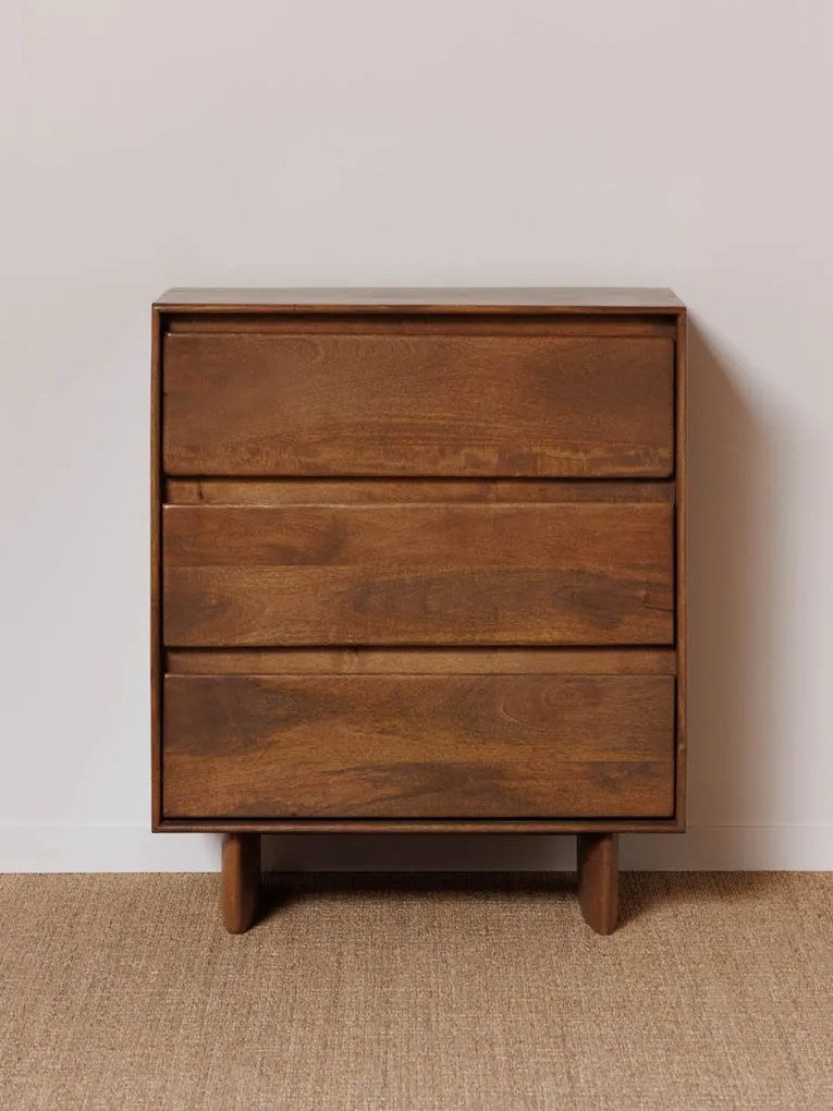Comoda maro, din lemn de acacia, cu 3 sertare, Leeds