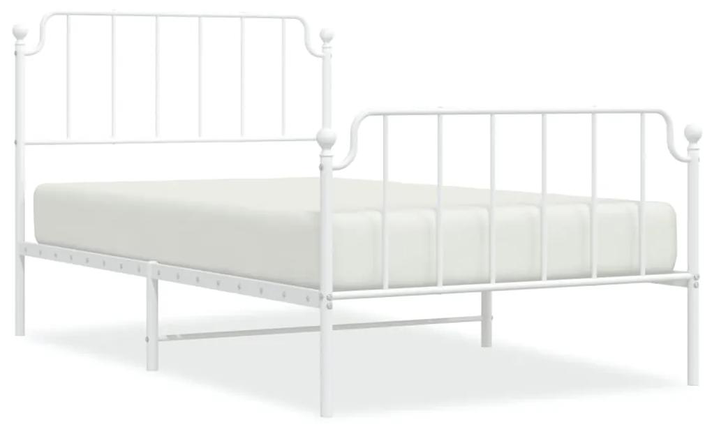 373950 vidaXL Cadru de pat metalic cu tăblie de cap/picioare  alb 107x203 cm