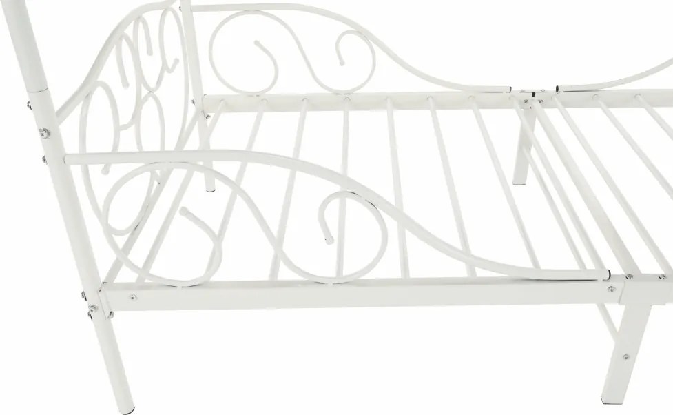 Pat metalic cu baldachin,  alb, 90x200, ADELISA