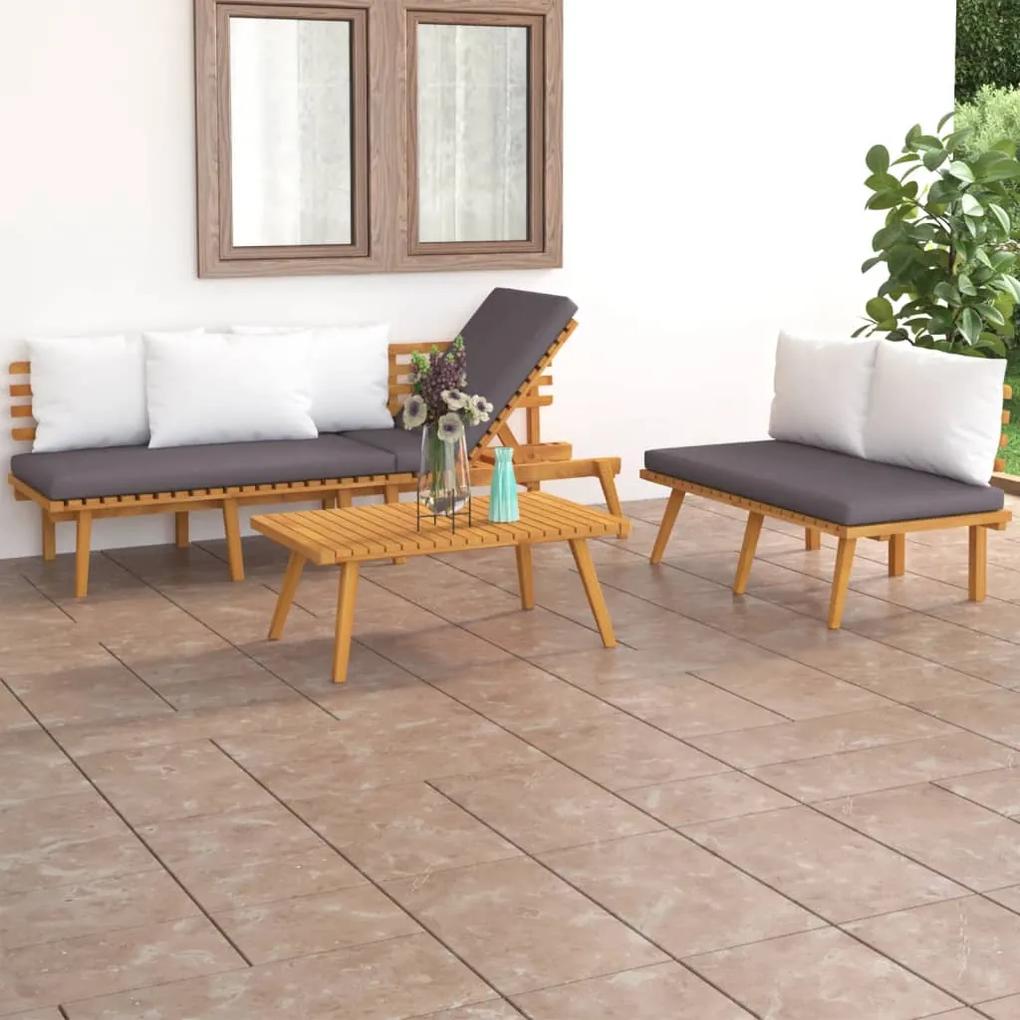 3087012 vidaXL Set mobilier de grădină cu perne, 3 piese, lemn masiv de acacia