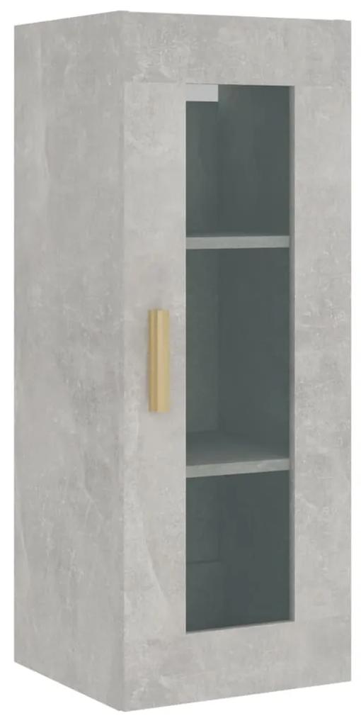 812451 vidaXL Dulap de perete suspendat, gri beton, 34,5x34x90 cm