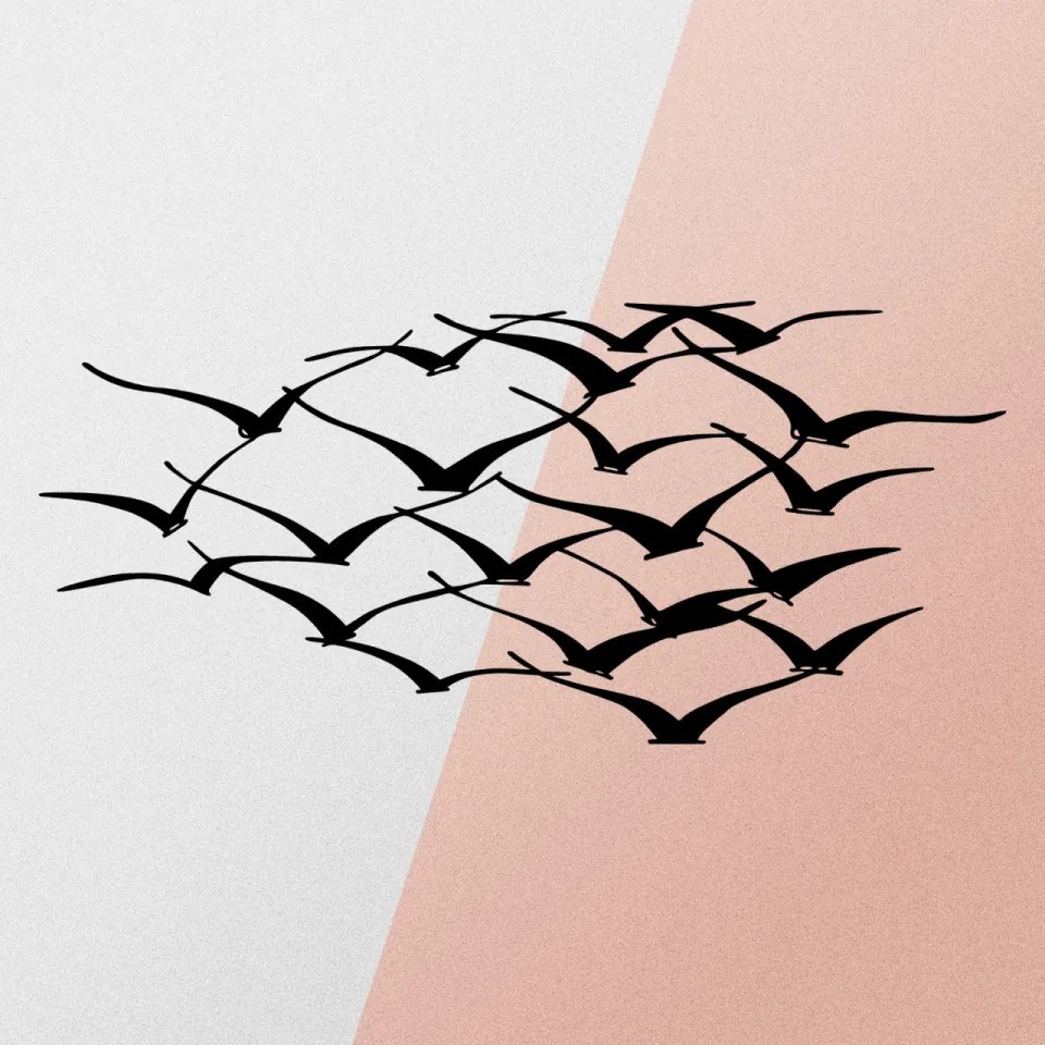 Accesoriu Decorativ de Perete Herd Of Birds, Metal