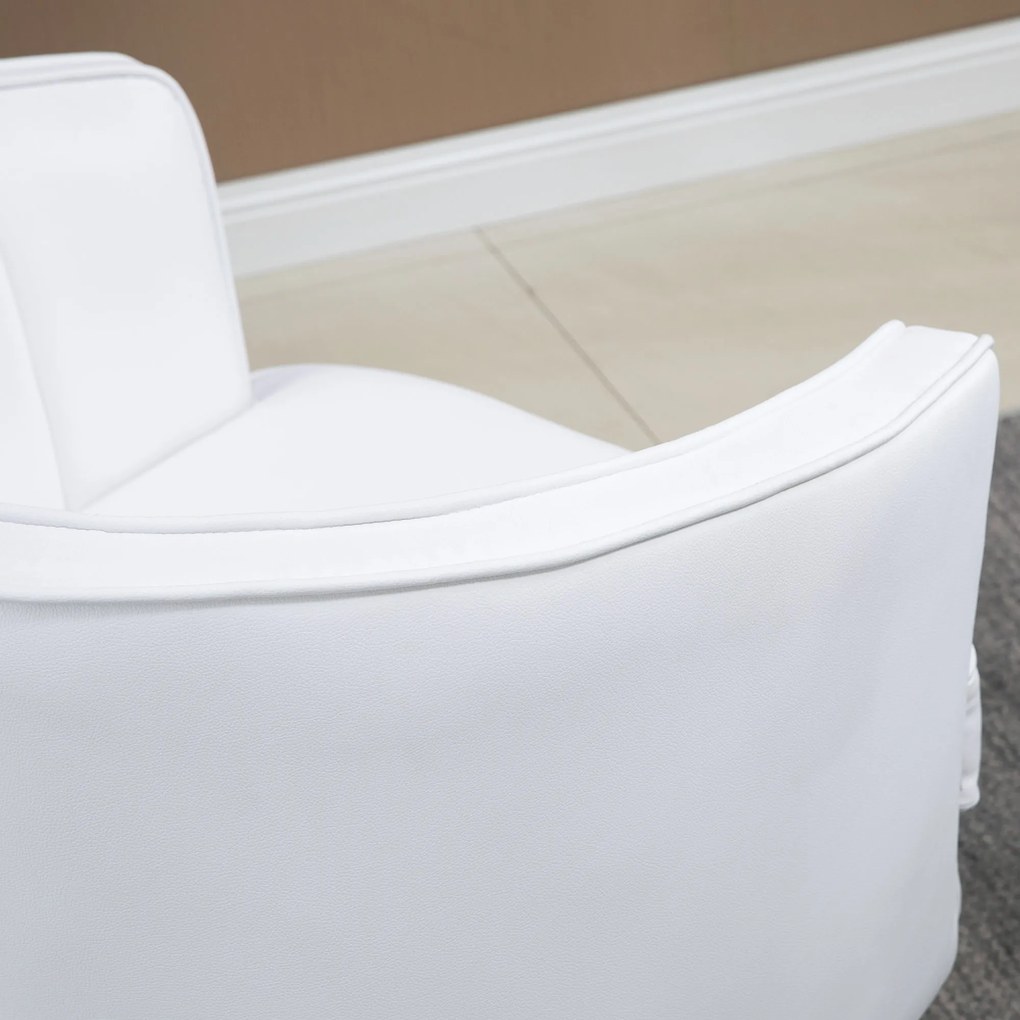 Fotoliu modern din piele artificiala cu picioare de otel HOMCOM, scaun decorativ tapitat, pentru sufragerie | Aosom RO