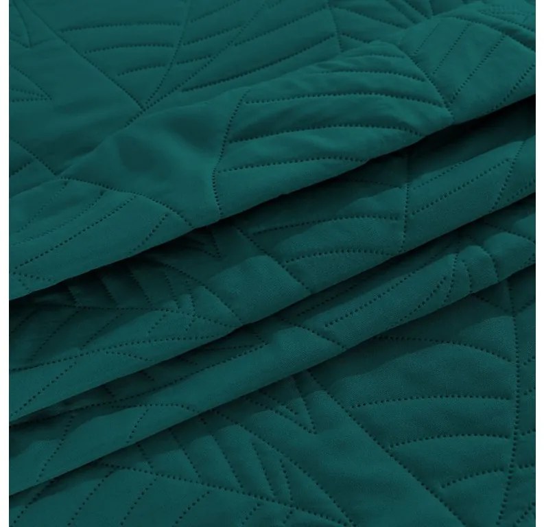 Cuvertura de pat turcoaz cu model LEAVES Dimensiuni: 220 x 240 cm