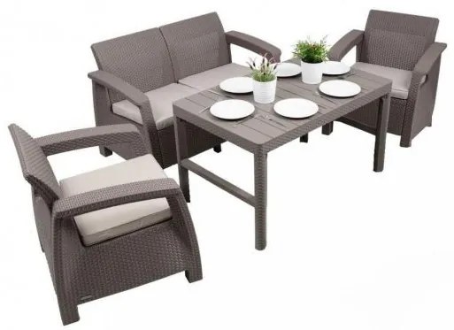 Set de mobilier de grădină Corfu Lyon Duo 4+1 în culoarea cappuccino