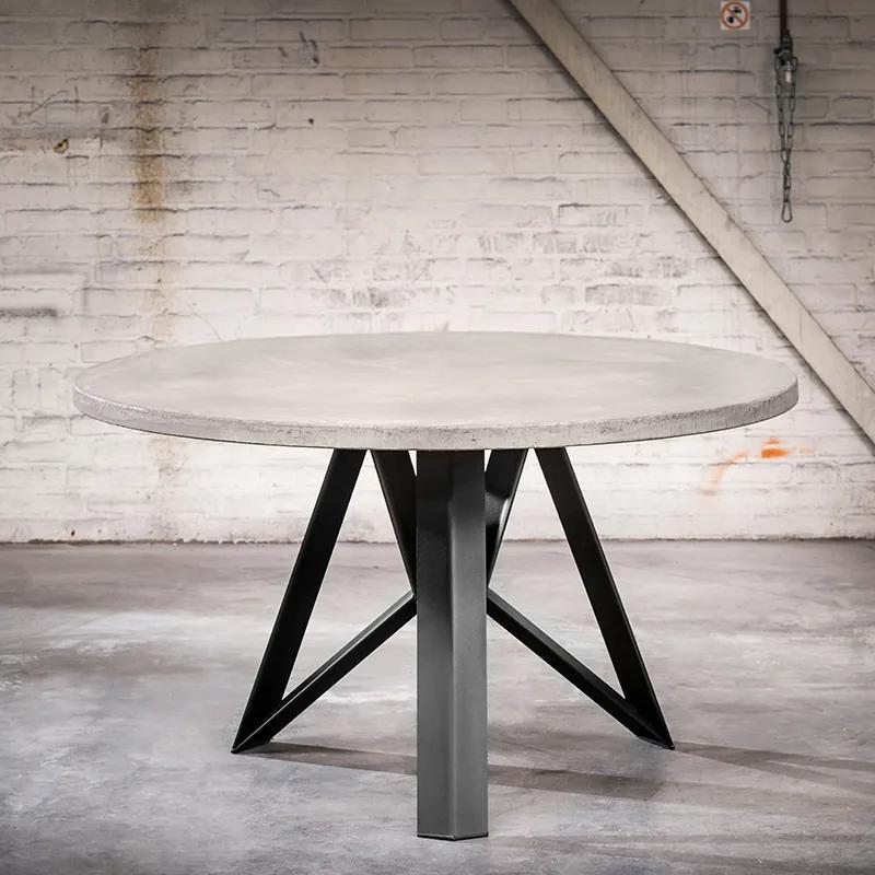 masă industrială rotundă 150x4 aspect beton cu picior negru Aquila - Rockefeller