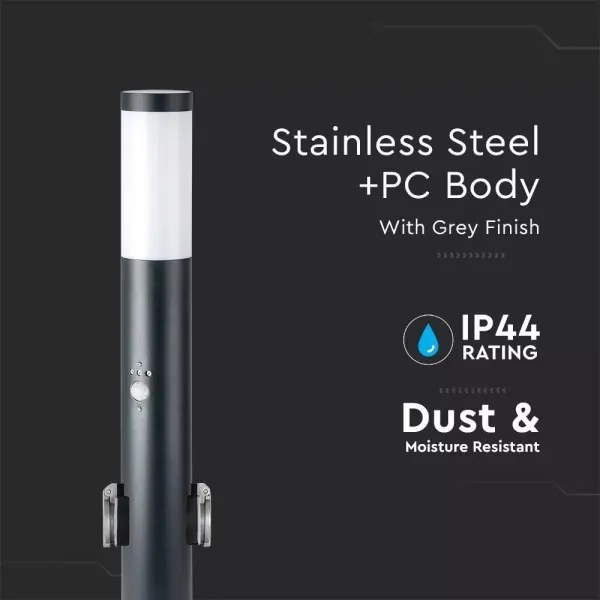 Lampă de exterior cu senzor + 2 prize 1xE27/60W/230V IP44 60cm antracit