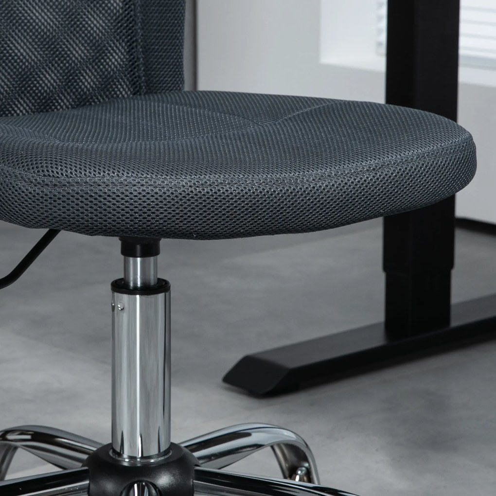 Vinsetto Scaun de birou ergonomic înălțime reglabilă picioare cromate pivotant 360° îmbrăcăminte plasă gri închis | Aosom Romania