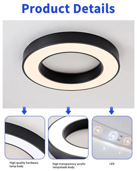 Plafonieră LED dimabilă PASTEL LED/53W/230V 60 cm negru Tuya Immax NEO 07209L + telecomandă