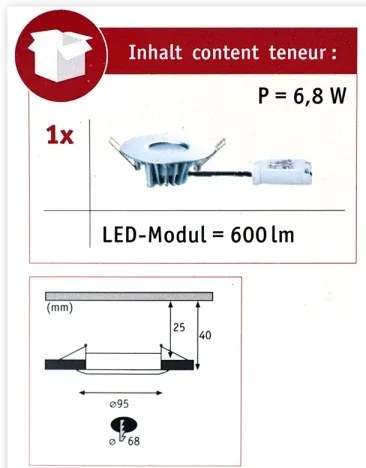 Plafonieră încastrată pentru baie LED/5,3W IP44 HOUSE 230V Paulmann 79668
