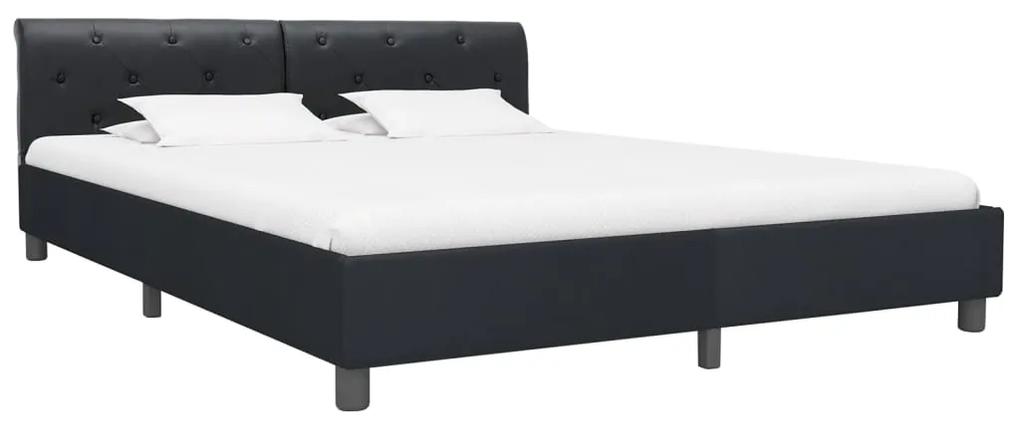 Cadru de pat, negru, 180 x 200 cm, piele ecologica Negru, 180 x 200 cm