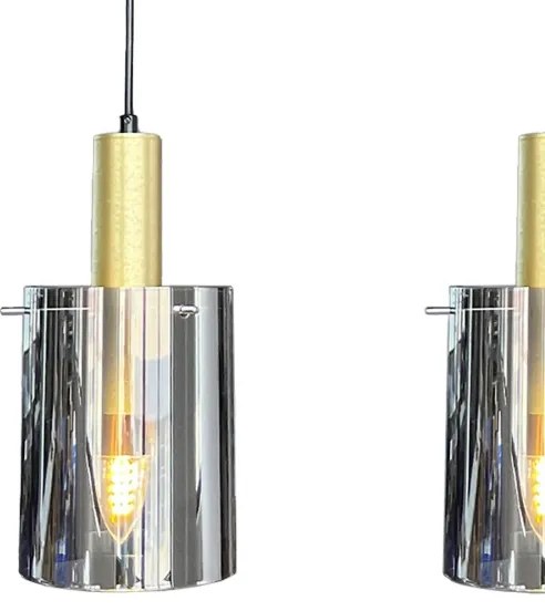 Lustră pe cablu ARCADIA 3xE27/60W/230V auriu/fumuriu