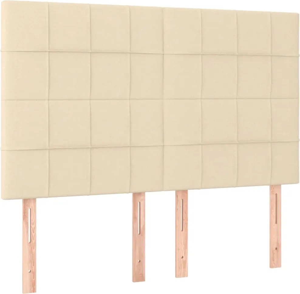 vidaXL Tăblie de pat crem 144x5x118/128 cm, material textil