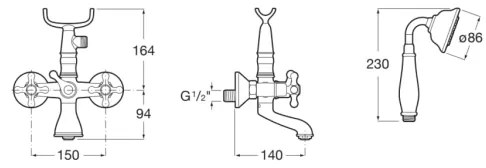 Roca A5A014BC00 - Set pentru cadă CARMEN cu baterie, crom lucios