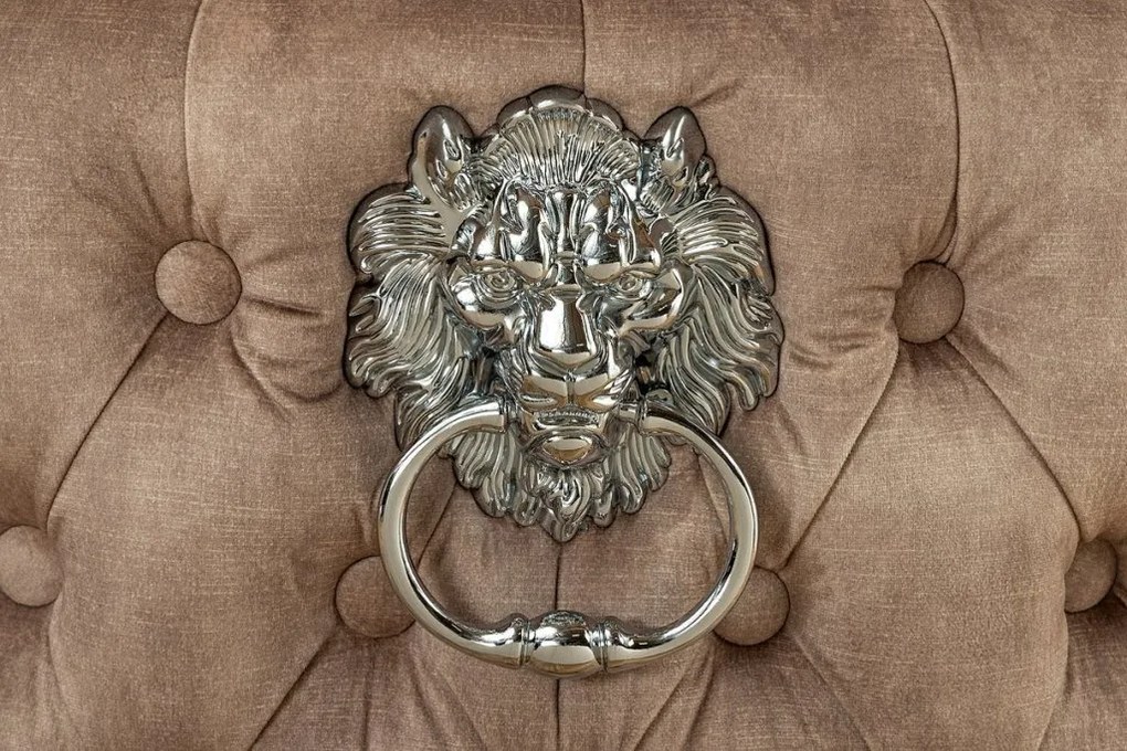 Set 2 scaune Stil Baroc, Catifea, Bej, Lemn, Negru, CASTLE DELUXE