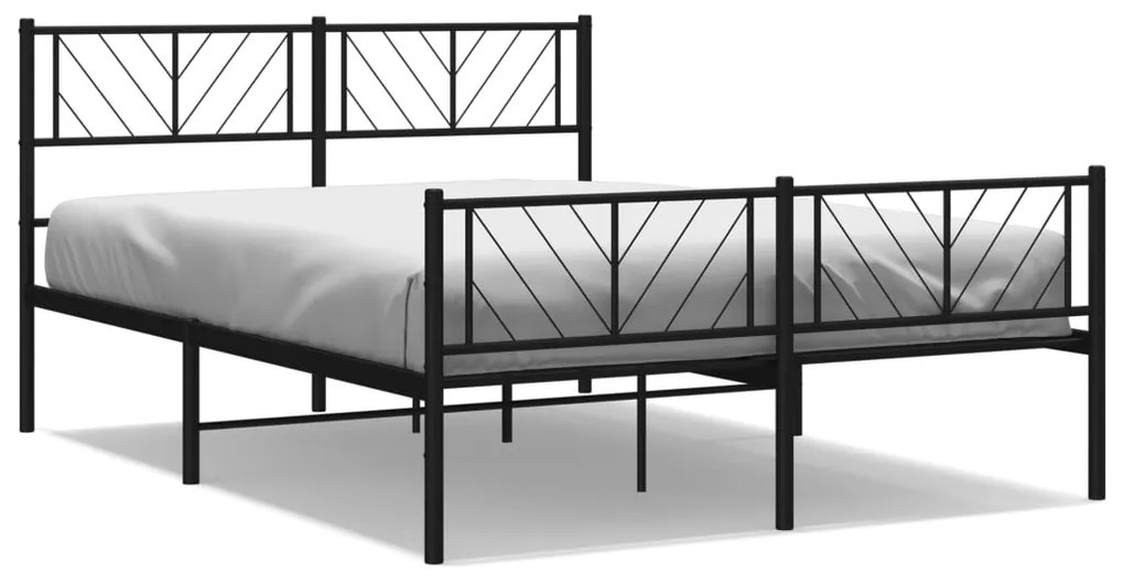 372200 vidaXL Cadru pat metalic cu tăblie de cap/picioare, negru, 160x200 cm