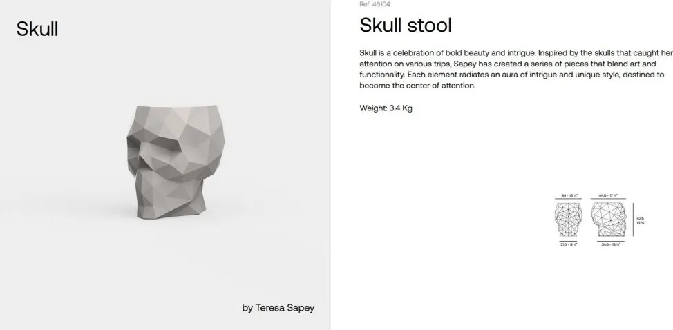 Masa exterior/interior design decorativ SKULL TABLE, lucios