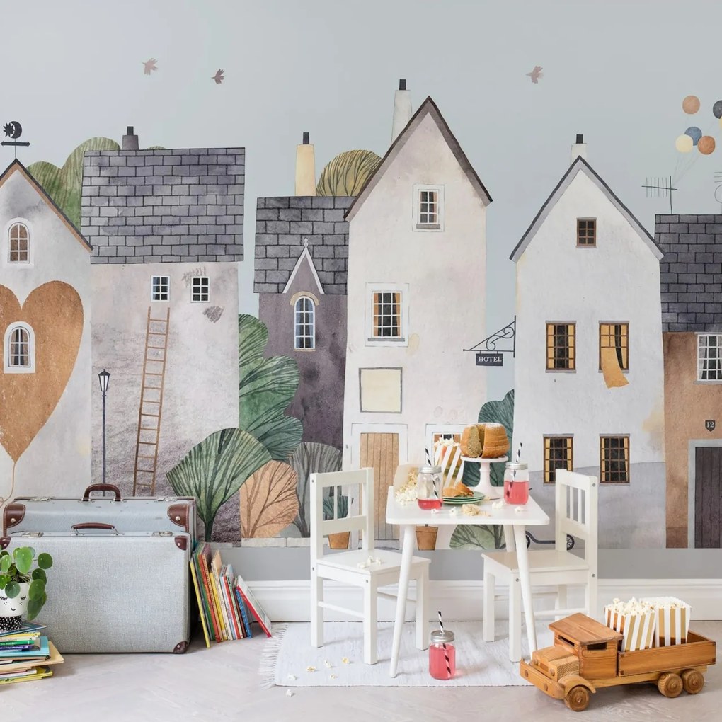 Fototapet, Cute Village, Pastel, Rebel Walls