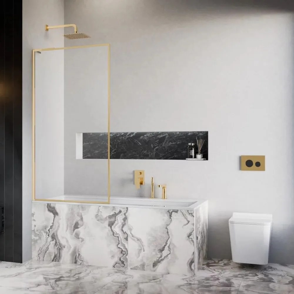 Paravan de cada Radaway Modo F SL PNJ II auriu lucios-transparent 100x150 cm sticla 8 mm stanga