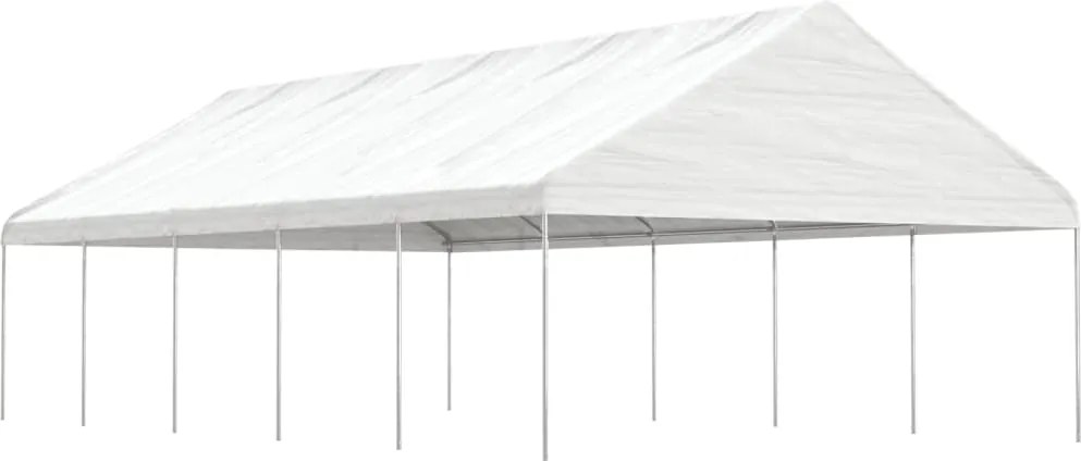 vidaXL Foișor cu acoperiș, alb, 11,15x5,88x3,75 m, polietilenă
