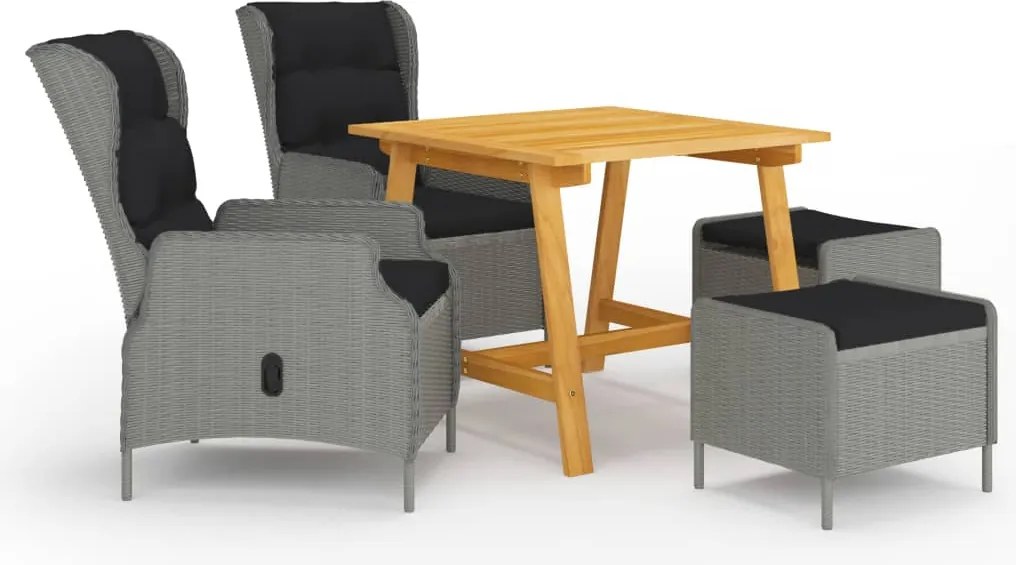 vidaXL Set mobiliar pentru grădină, 5 piese, gri deschis