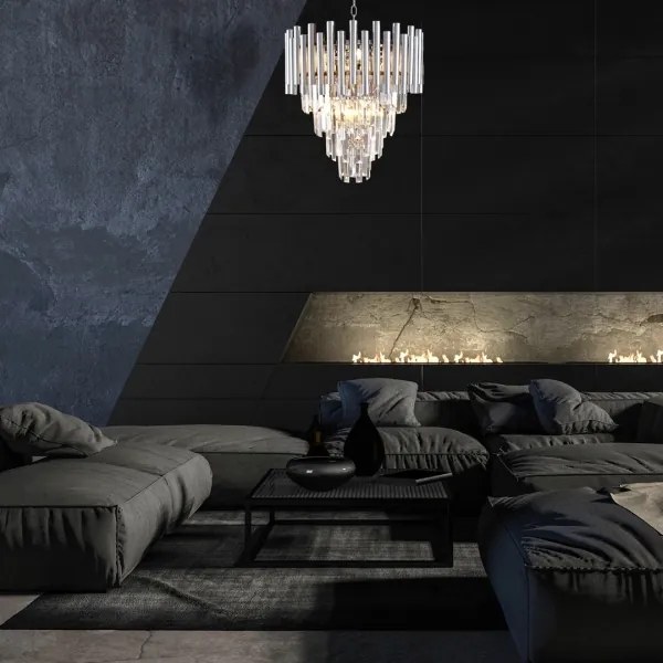 Lustră de cristal pe lanț MADISON 9xE14/40W/230V crom