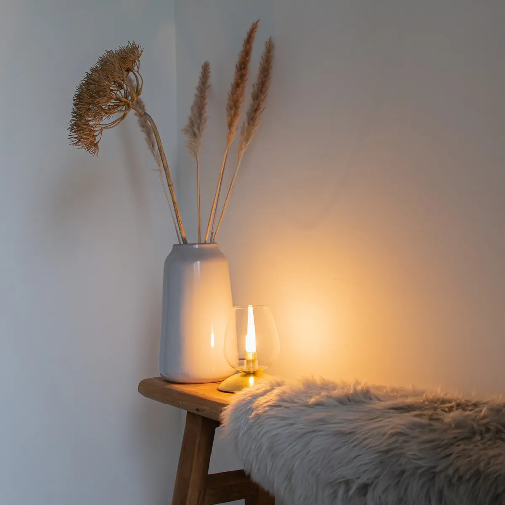 Lampă de masă clasică aurie cu sticlă - Elien