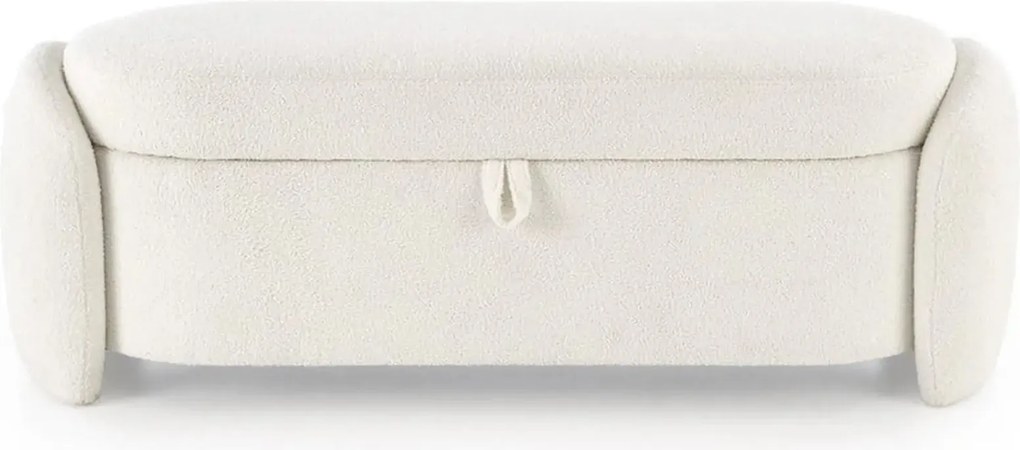 Bancheta FICARIA, stofa buclata crem, 150x40x47 cm
