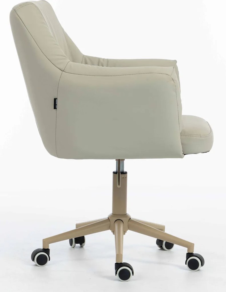 HR840K Scaun Culoarea Inului Piele Ecologica Premium Soft cu Bază Crem