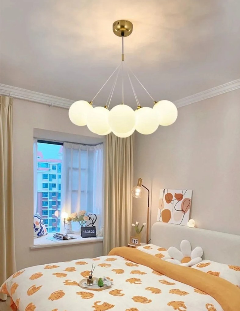 Lustra led suspendata, Zuya 7 globuri Alb