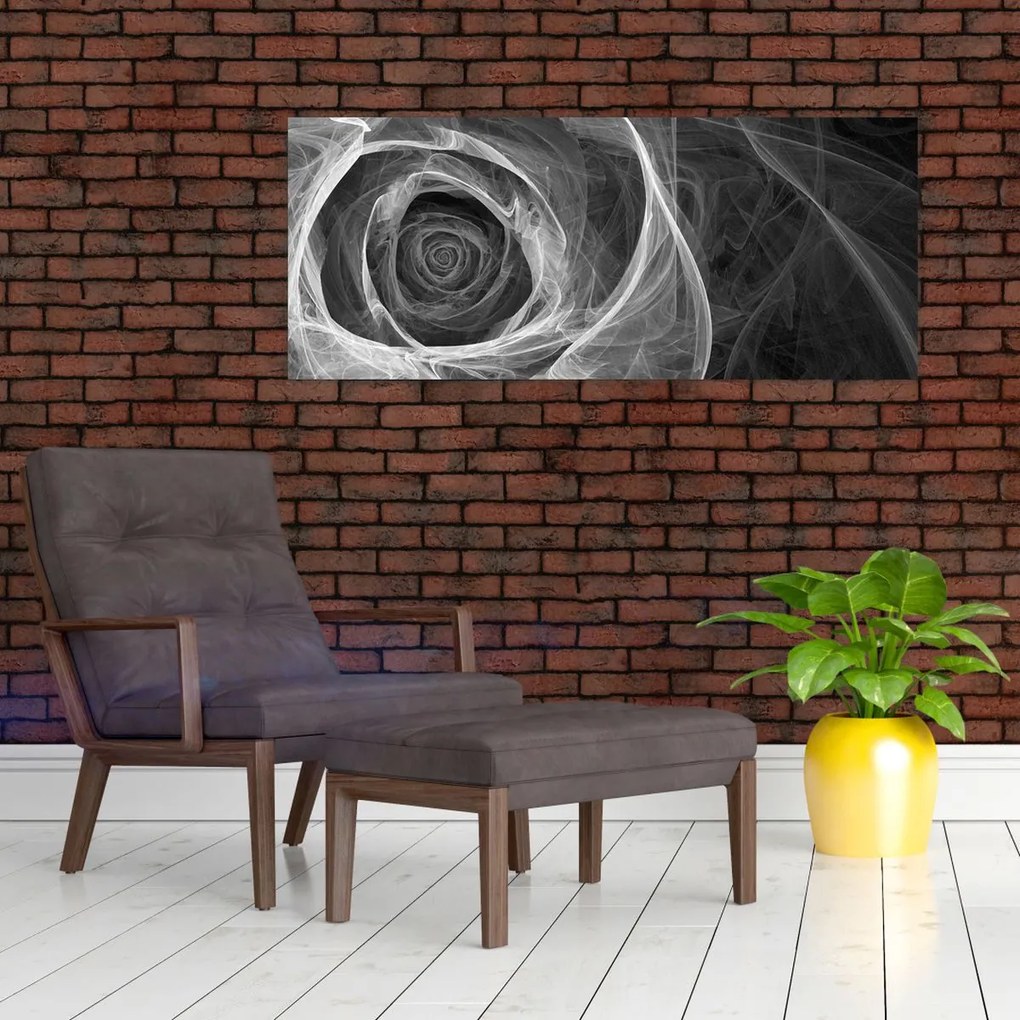 Tablou - Abstract trandafir negru și alb (120x50 cm)