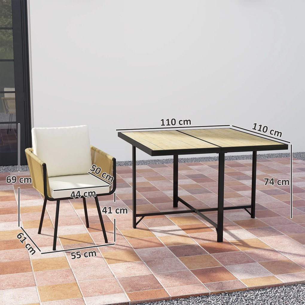 Outsunny Set de Grădină 5 Piese cu Masă din Lemn-Plastic | Aosom Romania