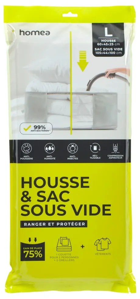 Cutie de depozitare pentru haine, din plastic, cu vacuum 60x45x25 cm – Homéa