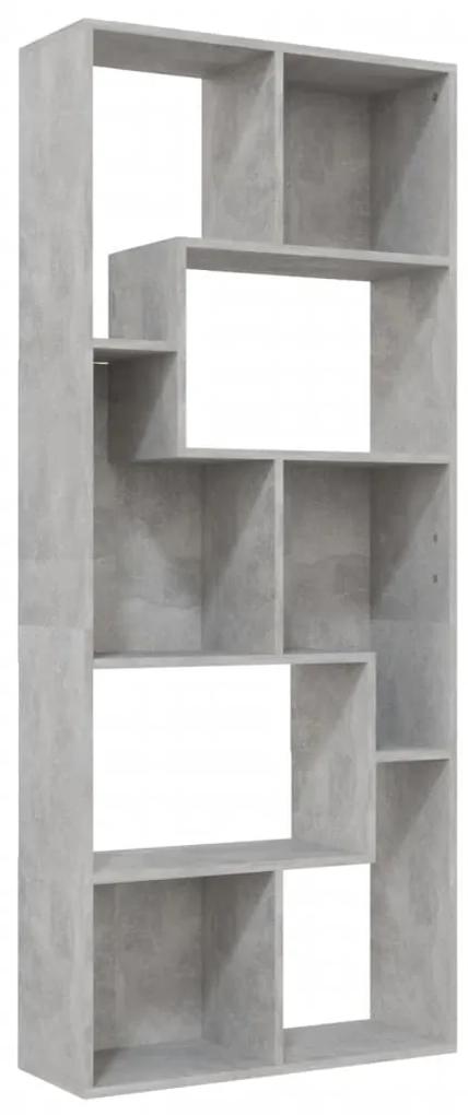 Bibliotecă, gri beton, 67x24x161 cm, pal