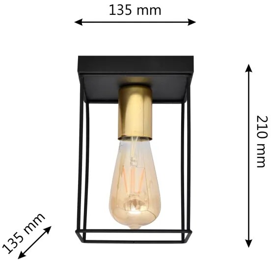 Plafonieră FINN 1xE27/15W/230V negru/auriu