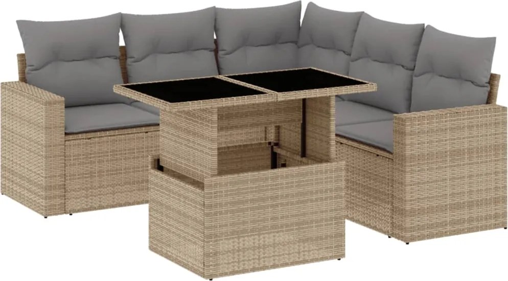 vidaXL Set canapele de grădină cu perne, 6 piese, bej, poliratan