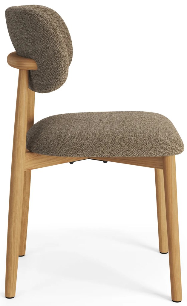 MAZZONI EXPORT ALDO Maro Taupe (material Monza 40)/cadru stejar lăcuit - SCAUN DIN LEMN BOUCLÉ PENTRU SALON SUFRAGERIE BUCĂTĂRIE RETRO